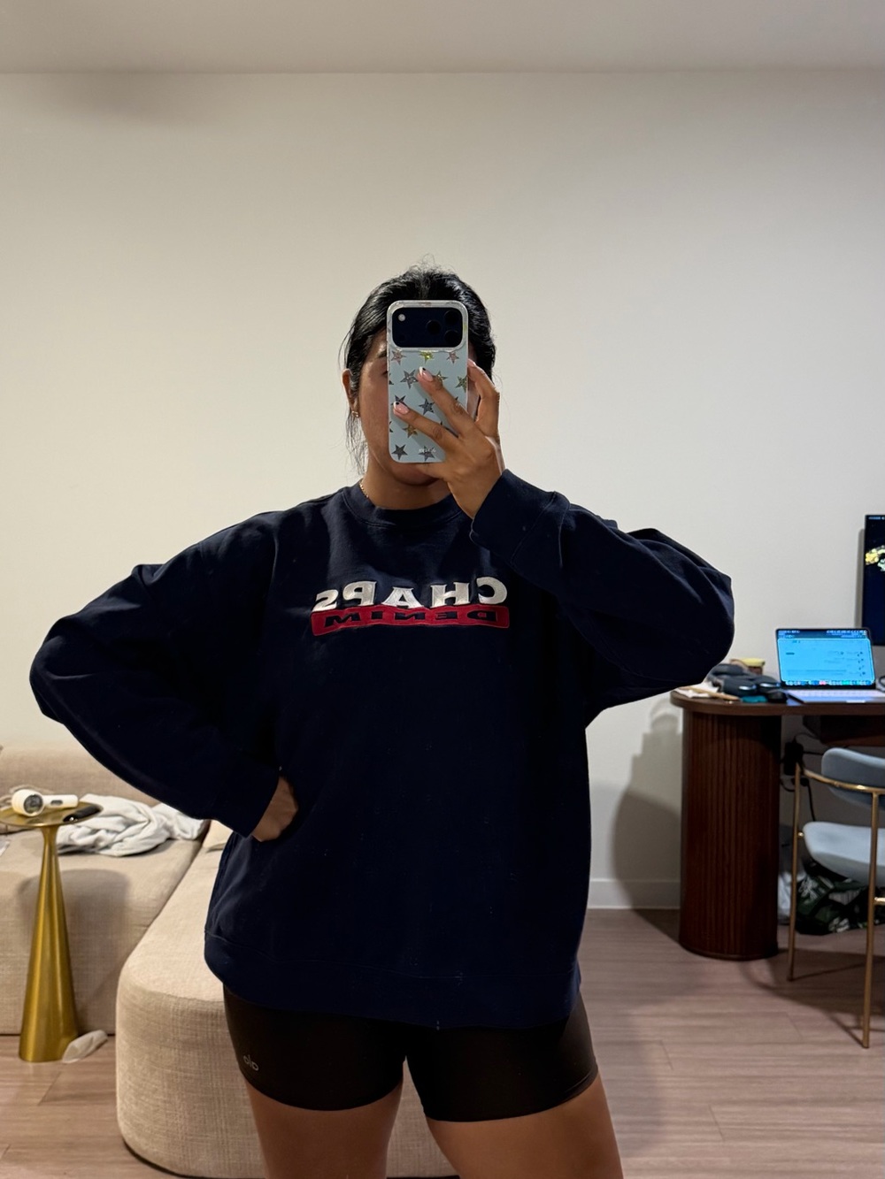 Vintage Chaps Navy Sweatshirt with White & Red Logo